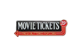 Black tin sign with "MOVIE TICKETS 25¢" in white and "FRESH BUTTERED POPCORN" in red neon-style design.
