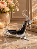 Murano Black and Clear Art Glass Large Goat Figurine