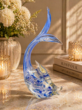 Murano Blue and Clear Art Glass Fish Figurine