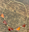 Norwegian Hans Christian Ostrem Sterling Silver Gilt Ox Blood Red & Burnt Orange Enamel Necklace