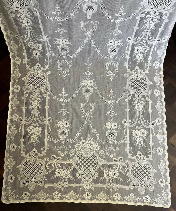Olivia c1870 period design cotton lace panel readymade 58"/90”