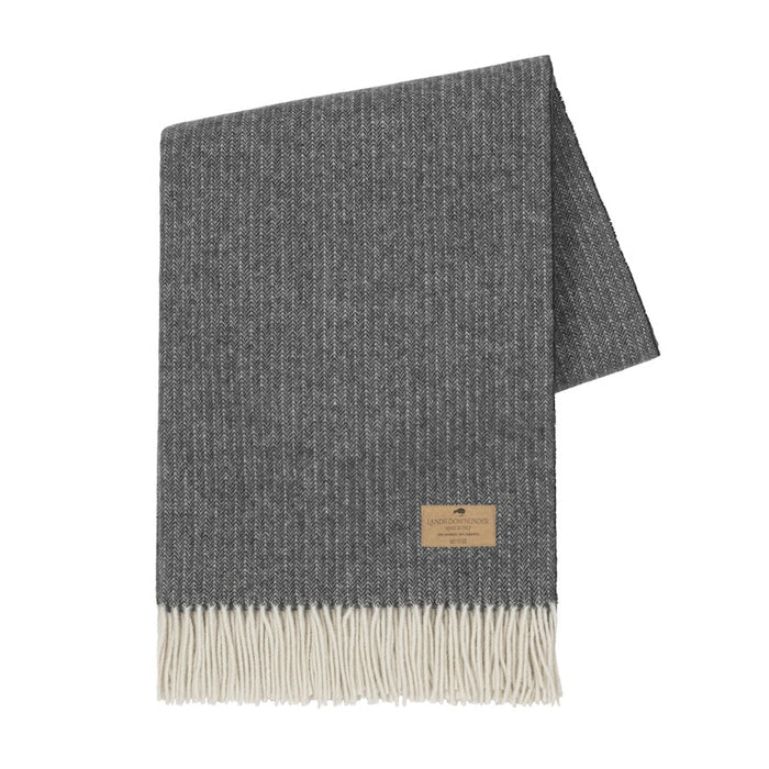 Cashmere Throw - Lands Downunder Black Onyx Pinstripe Cashmere Throw on White Background