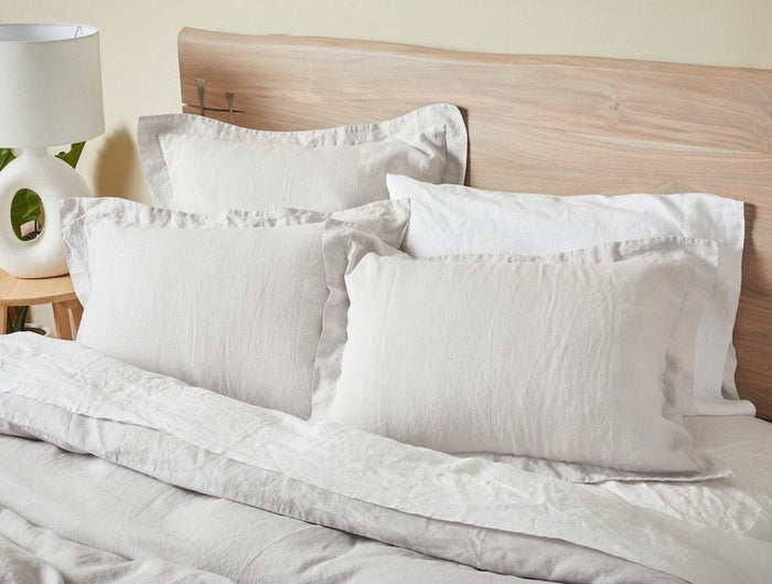 Fig Linens - Fog Organic Relaxed Linen Duvet, sheets and cases by Coyuchi