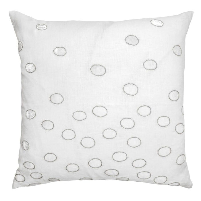 Fig Linens - Kevin O'Brien Studio Ovals White & Grey Velvet Appliqué Pillows
