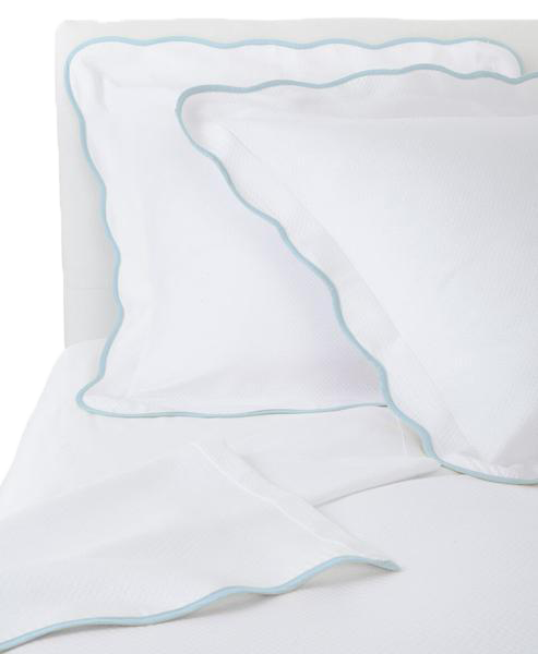 Pale Blue Pique Scallop Bedding