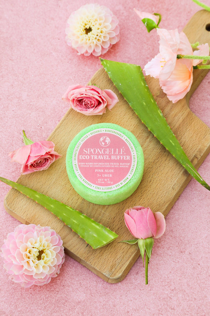 Pink Aloe Eco Travel Buffer - The Preppy Bunny