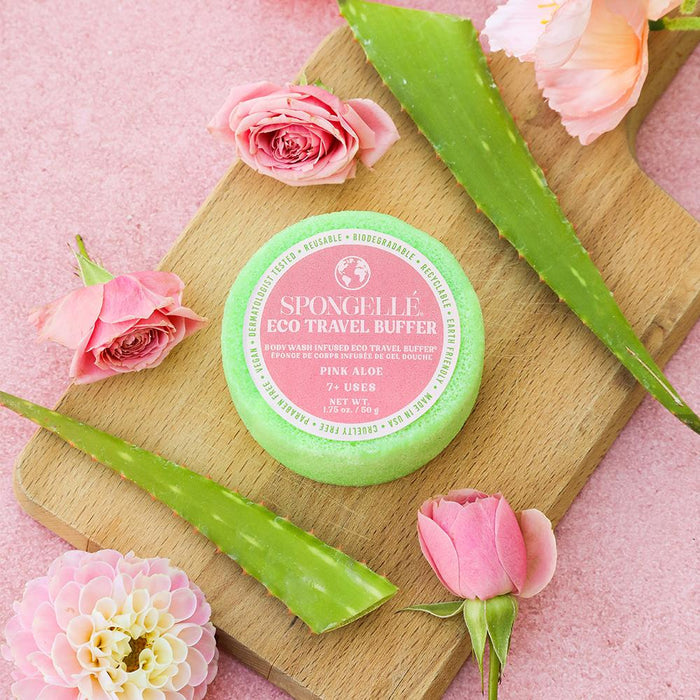 Pink Aloe Eco Travel Buffer - The Preppy Bunny