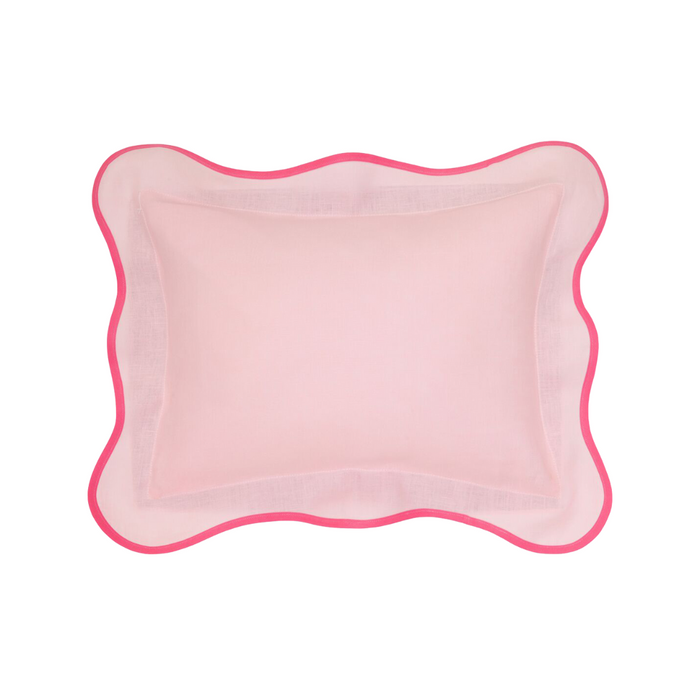 Pink & Hot Pink Linen Scallop Shams