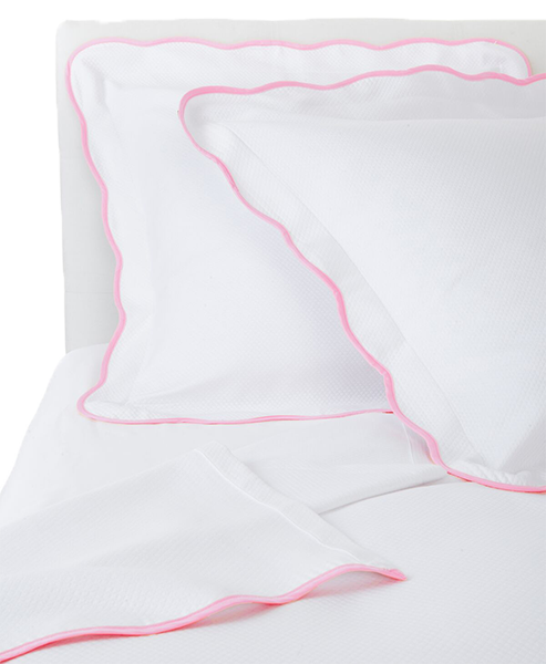 Pink Pique Scallop Shams