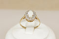 Pretty 9ct Gold Fire Opal & Diamond Cluster Ring – Birmingham 1989