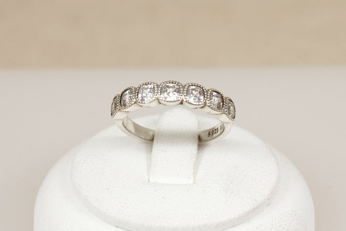 Pretty Pandora Sterling Silver CZ Half Eternity Ring