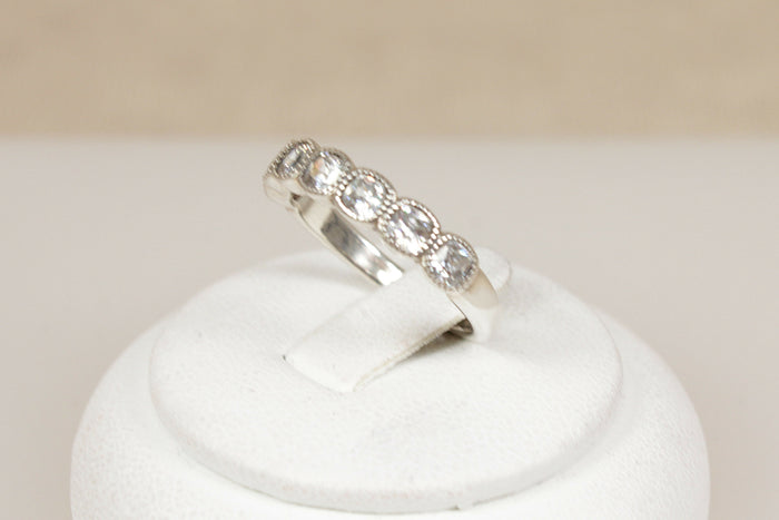 Pretty Pandora Sterling Silver CZ Half Eternity Ring
