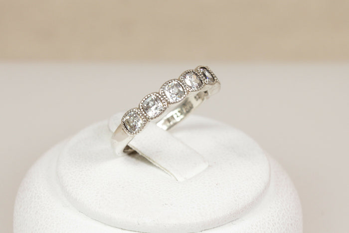 Pretty Pandora Sterling Silver CZ Half Eternity Ring