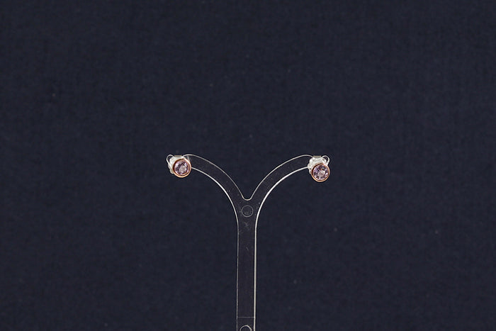 Pretty Silver, Amethyst & Welsh Gold Overlay Stud Earrings by Clogau – Boxed