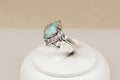 Pretty Sterling Silver Lab Created Opal & Crystal Ring