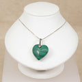 Pretty Sterling Silver & Malachite Heart Pendant with 20-Inch Box Chain