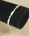 Pretty Sterling Silver, Mother of Pearl & CZ Link Bracelet
