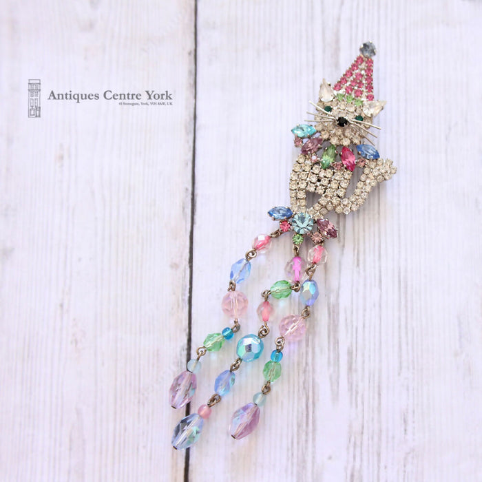Rare Butler & Wilson Large Crystal Cat Brooch