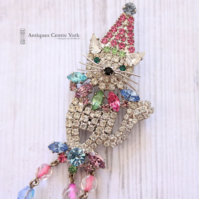 Rare Butler & Wilson Large Crystal Cat Brooch