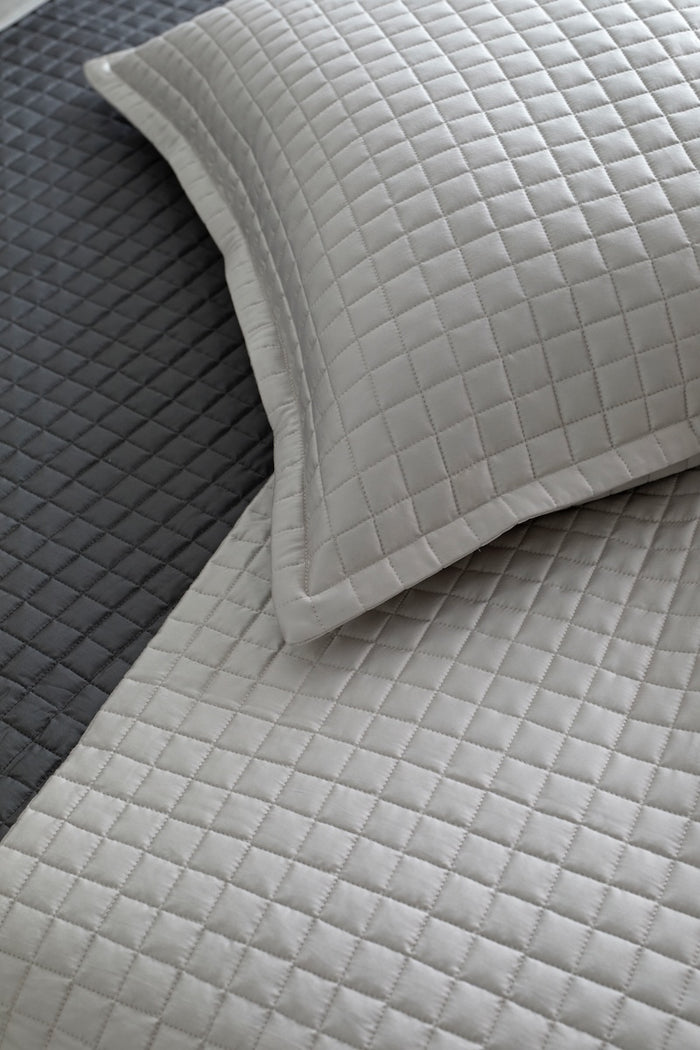 Detail Ready-to-Bed 2.0 Quilted Sham Silver by Ann Gish at Fig Linens and Home
