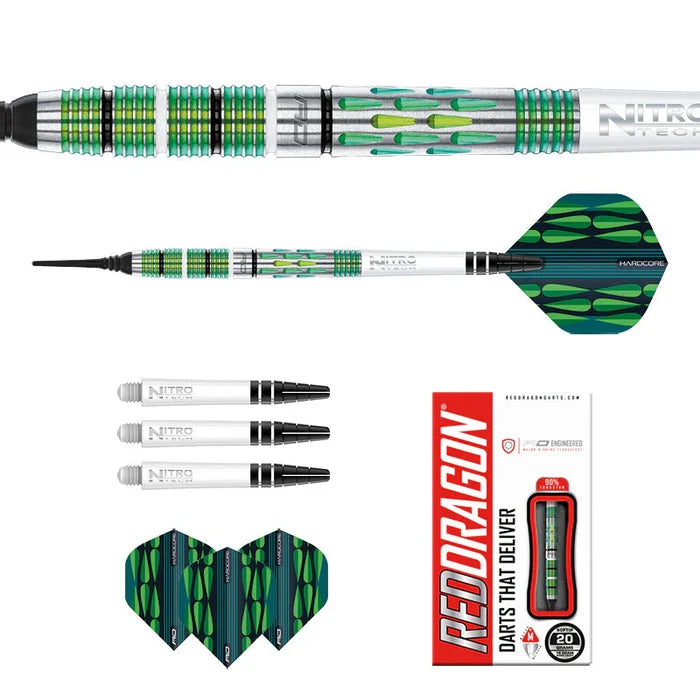 Red Dragon Artura Screamin' Green Soft Tip Dart Set - 18g