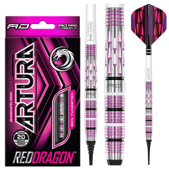 Red Dragon Artura Shocking Pink Soft Tip Dart Set - 20g