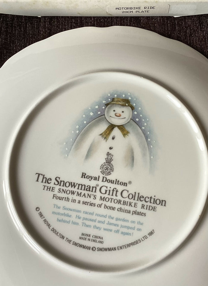 Royal Doulton Snowman Plate - Royal Doulton Motorbike Plate Boxed