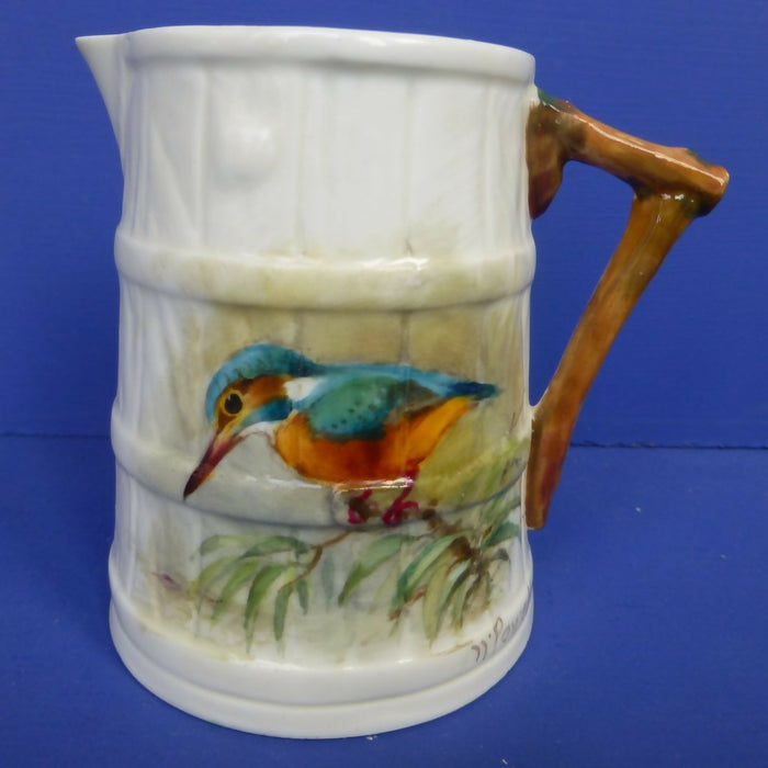 Royal Worcester Barrel Jug - Kingfisher Signed By William Powell