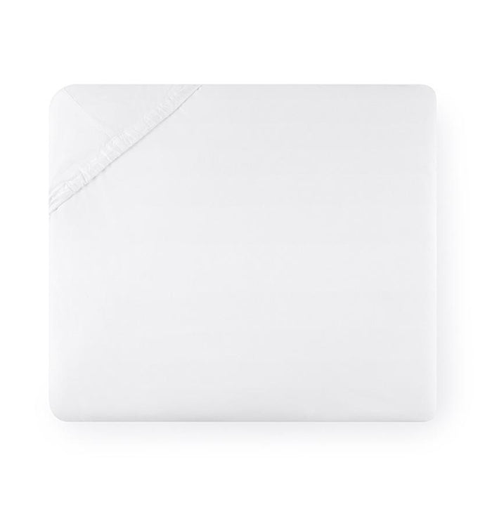 Fitted Sheet - Sferra Celeste White Cotton Percale - Crisp White Bed Sheet at Fig Linens and Home