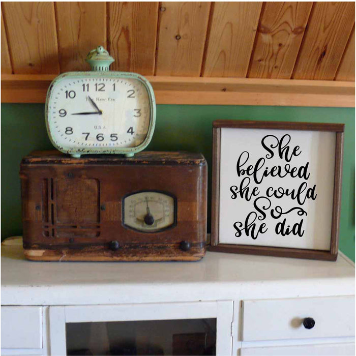 She Believed She Could So She Did Sign | Inspirational Wood Sign | Modern Farmhouse Wall Decor | Self Love Gift for Women