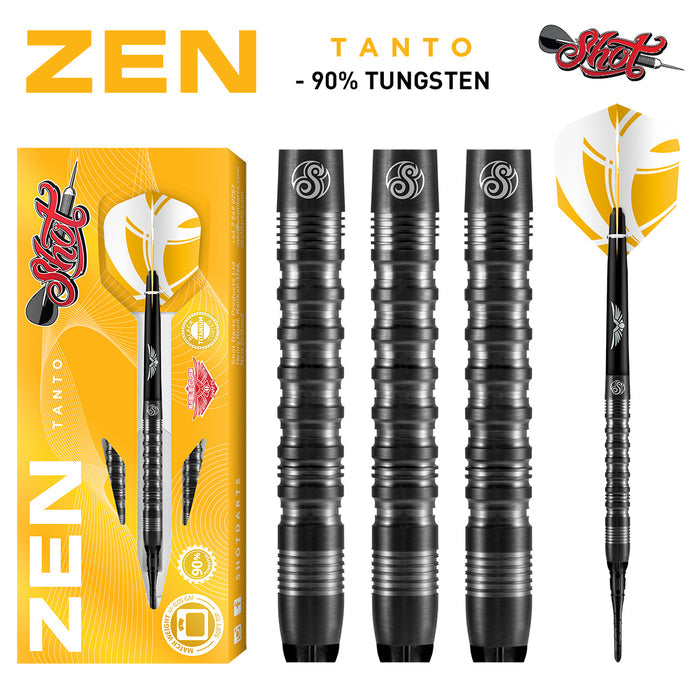 Shot Darts Zen Tanto Tungsten Soft Tip Dart Set - 18g