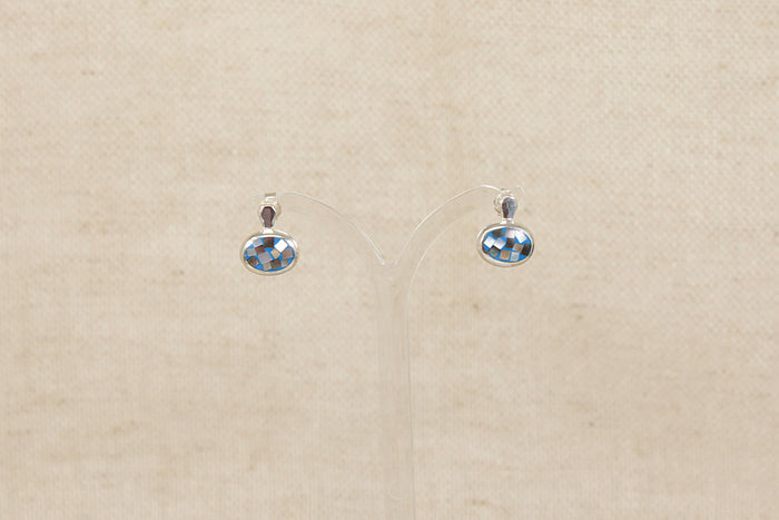 Silver & Abelone Ear Stud Earrings