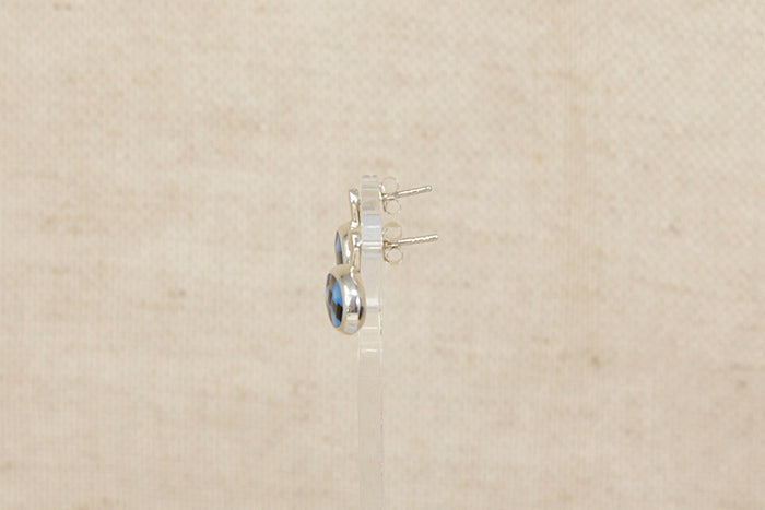 Silver & Abelone Ear Stud Earrings