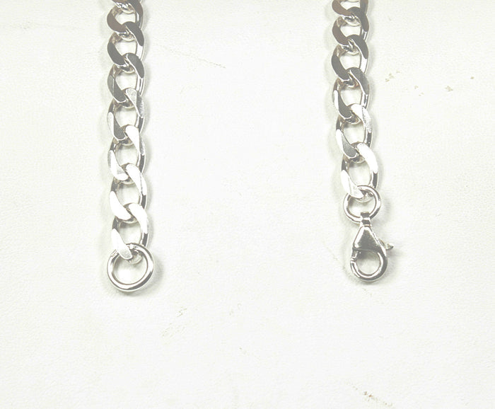 Silver Chunky Flat Curb Link Necklace Chain