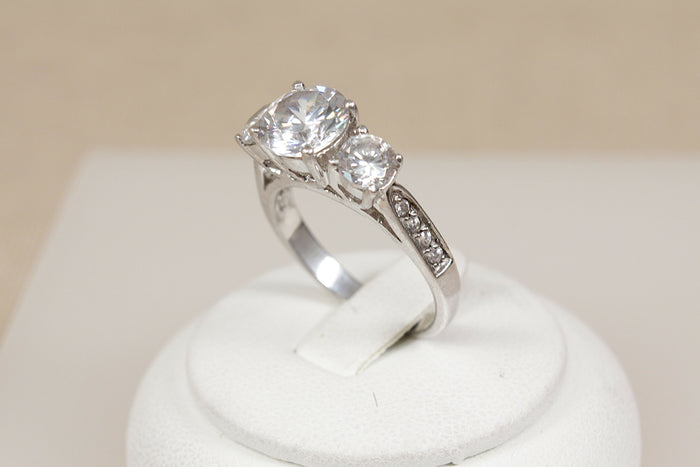 Silver & CZ Trilogy Ring