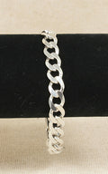 Silver Flat Curb Link Bracelet with Lobster Clasp