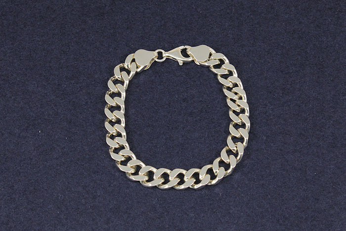 Silver Flat Curb Link Bracelet with Lobster Clasp