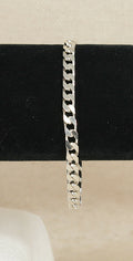 Silver Flat Curb Link Bracelet with Lobster Clasp