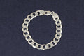 Silver Flat Curb Link Bracelet with Lobster Clasp