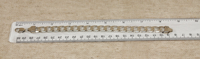 Silver Flat Curb Link Bracelet with Lobster Clasp