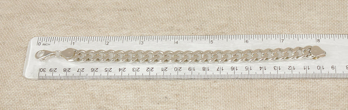 Silver Flat Curb Link Bracelet with Lobster Clasp
