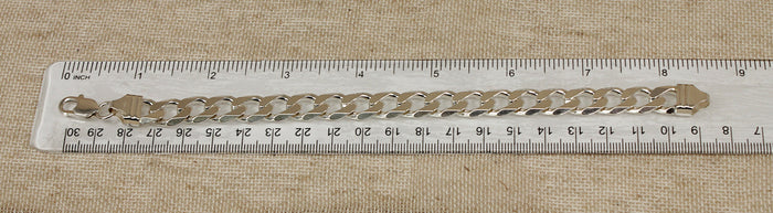 Silver Flat Curb Link Bracelet with Lobster Clasp