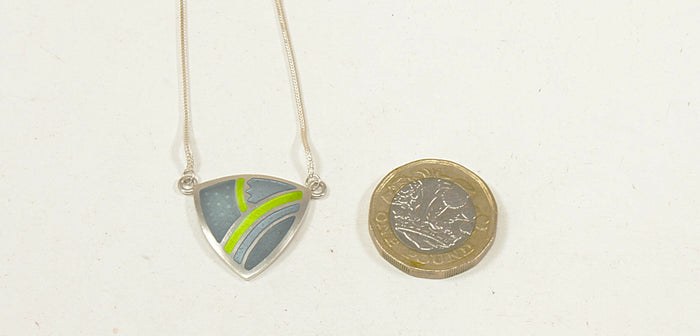 Silver & Green Enamel Necklet & Earring Set