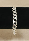 Silver Hefty Flat Curb Link Bracelet