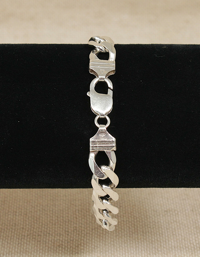 Silver Hefty Flat Curb Link Bracelet