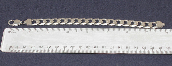 Silver Hefty Flat Curb Link Bracelet