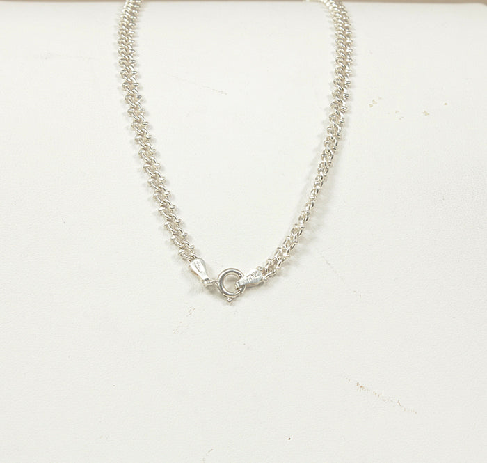 Silver Italian Green & Blue Cross Pendant & Chain
