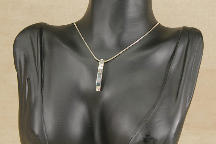 Silver & Pink Topaz Pendant & Chain