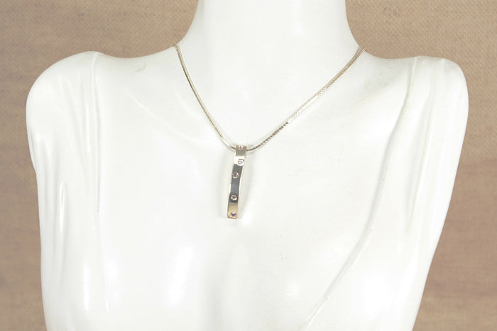 Silver & Pink Topaz Pendant & Chain