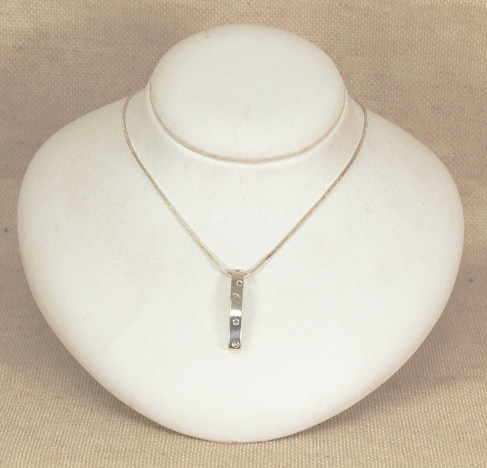 Silver & Pink Topaz Pendant & Chain